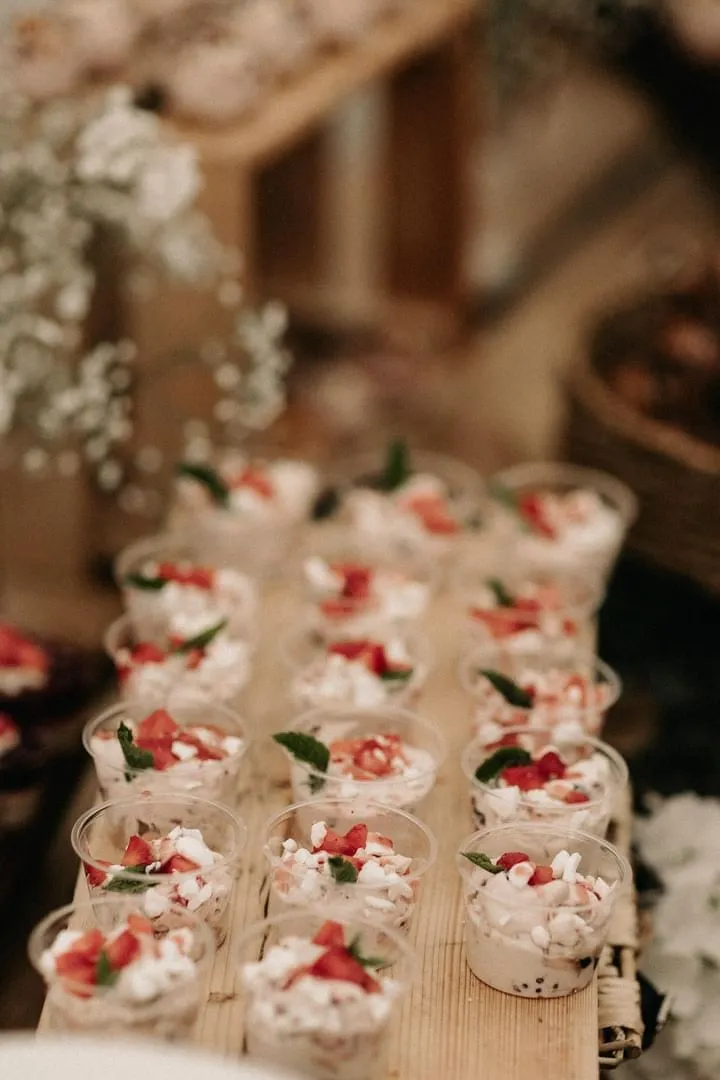 Cream and strawberry dessert