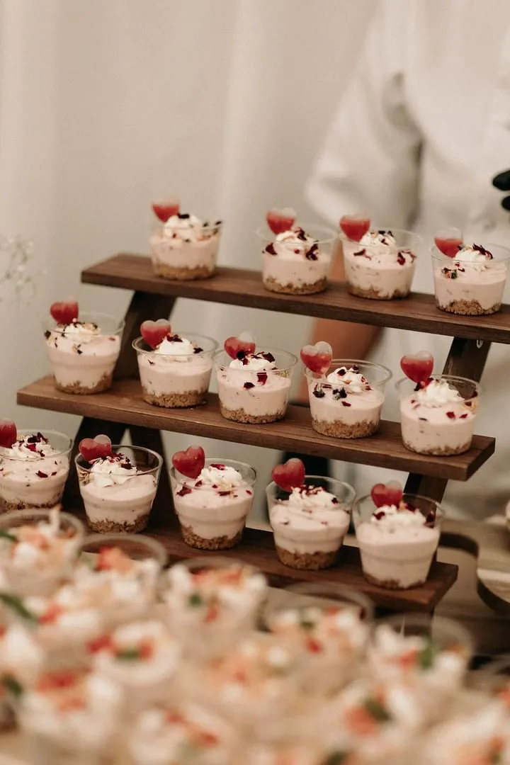 Mini desserts on tiered display stand